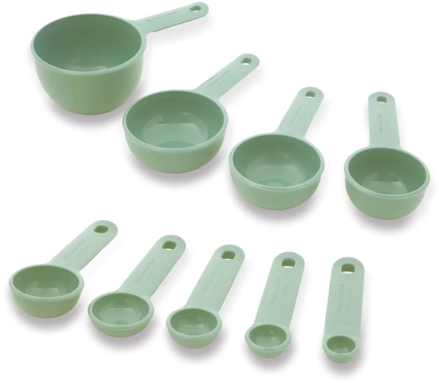 Alt view image 6 of 6 - Universal Easy To Read Measuring Cup and Spoon Set with Soft Grip Handle for Maximum Control, Hang Hole and Nesting For Easy Storage, Dishwasher Safe, 9 Piece, Pistachio