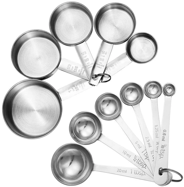 Main image of 11 Piece Stainless Steel Measuring Spoons Cups Set, Premium Stackable Tablespoons Measuring Set for Gift Dry Liquid Ingredients Cooking Baking