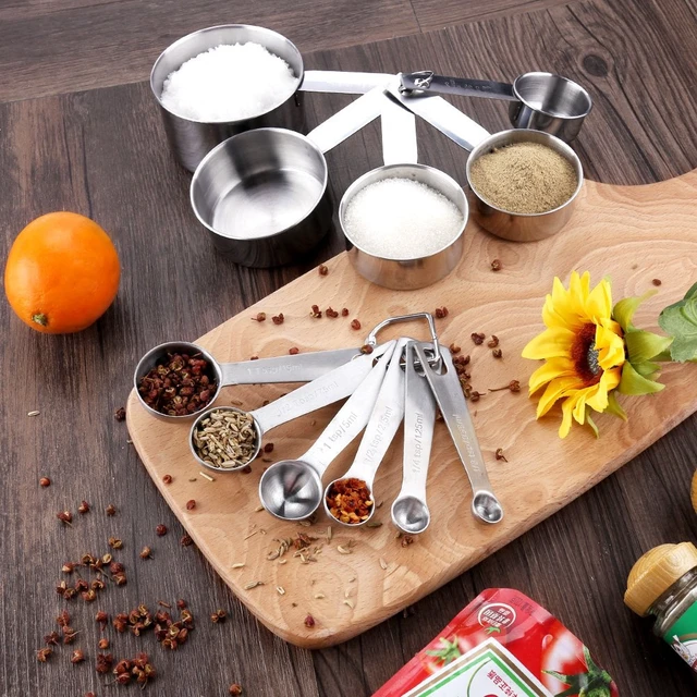 Alt view image 4 of 7 - 11 Piece Stainless Steel Measuring Spoons Cups Set, Premium Stackable Tablespoons Measuring Set for Gift Dry Liquid Ingredients Cooking Baking