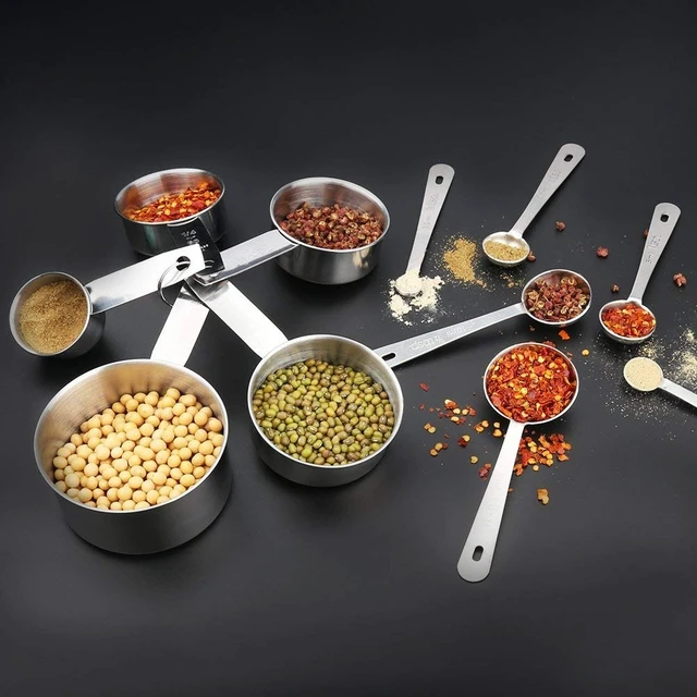 Alt view image 7 of 7 - 11 Piece Stainless Steel Measuring Spoons Cups Set, Premium Stackable Tablespoons Measuring Set for Gift Dry Liquid Ingredients Cooking Baking