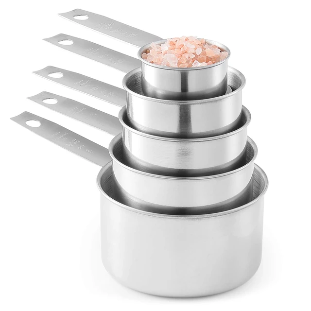 Alt view image 5 of 7 - Stainless Steel Measuring Cups and Spoons Set, 10-Piece | Satin-brushed Steel, Engraved Metric and US Standard Markings, Elongated Handles, Nesting Ring Storage, and Dishwasher Safe
