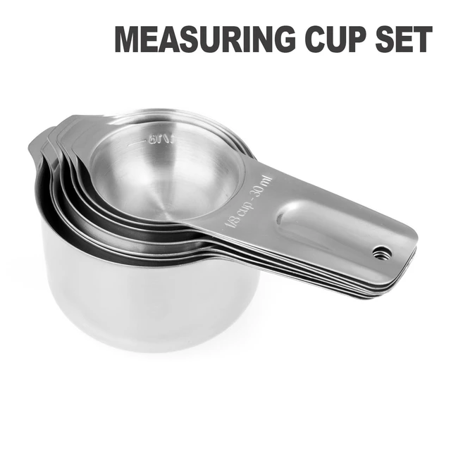 Alt view image 3 of 7 - 13-Piece Measuring Cups and Spoons Set, 18/8 Stainless Steel, Silver | Clearly Marked US and Metric Measurements, 7 Cups and 6 Spoons Nest for Dry and Wet Ingredients in Cooking and Baking