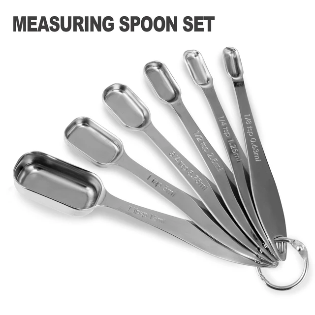Alt view image 4 of 7 - 13-Piece Measuring Cups and Spoons Set, 18/8 Stainless Steel, Silver | Clearly Marked US and Metric Measurements, 7 Cups and 6 Spoons Nest for Dry and Wet Ingredients in Cooking and Baking