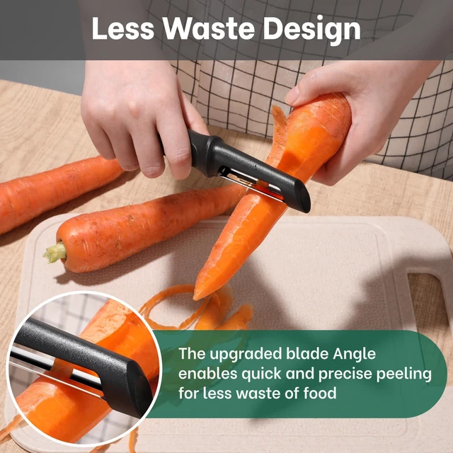Alt view image 5 of 7 - Swivel Vegetable Peeler, Premium Smooth Peeling Potato Peeler, Black | Razor-Sharp Stainless Steel Blade, Ergonomic Non-Slip Grip, Built-In Potato Eye Remover, Durable Design for Fruits & Veggies
