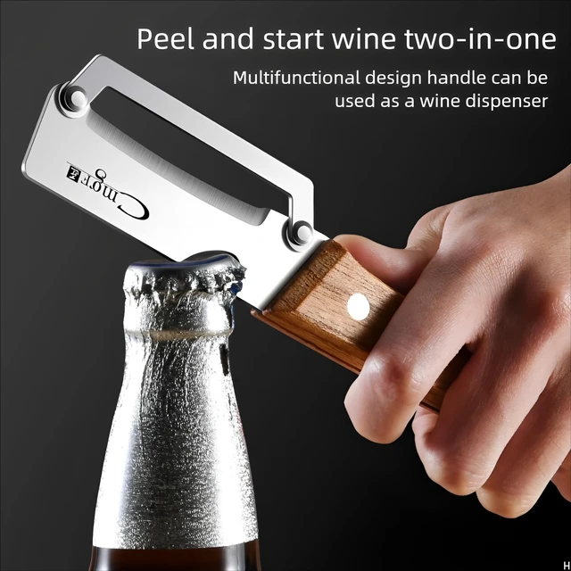 Alt view image 5 of 7 - Vegetable Peeler Wooden Handle Sharp Stainless Steel Blade for Fruit | 2-in-1 Multifunctional Peeler,Anti-slip,Zero Snag,Built-in Bottle Opener,Peelers for Kitchen Veggie Potato Pumpkin Apple