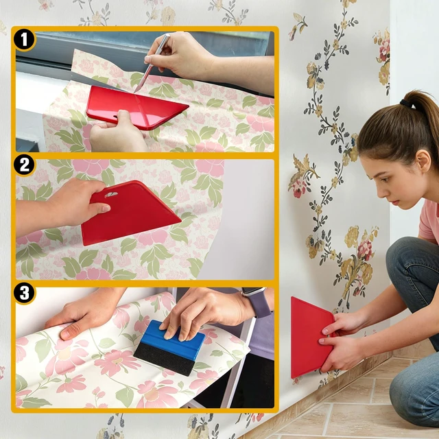 Alt view image 5 of 7 - Wallpaper Kit Wallpaper Smoothing Tool Wallpaper Tools for Peel and Stick on Contact Paper Hanging Vinyl Backsplash Window Film