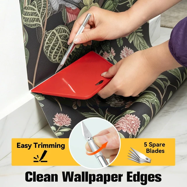 Alt view image 7 of 7 - Wallpaper Kit Wallpaper Smoothing Tool Wallpaper Tools for Peel and Stick on Contact Paper Hanging Vinyl Backsplash Window Film
