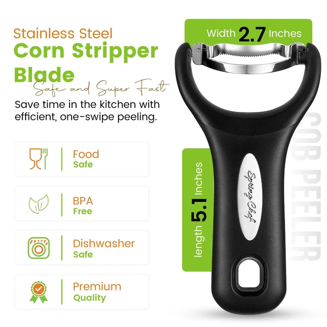 Alt view image 6 of 7 - Stainless Steel Corn Peeler, Corn on the Cob Stripper Tool | Durable Corn Kernel Remover Tool with Ergonomic Handle Easy to Use Kernel Cutter - Dishwasher Safe Corn Cutter, Black