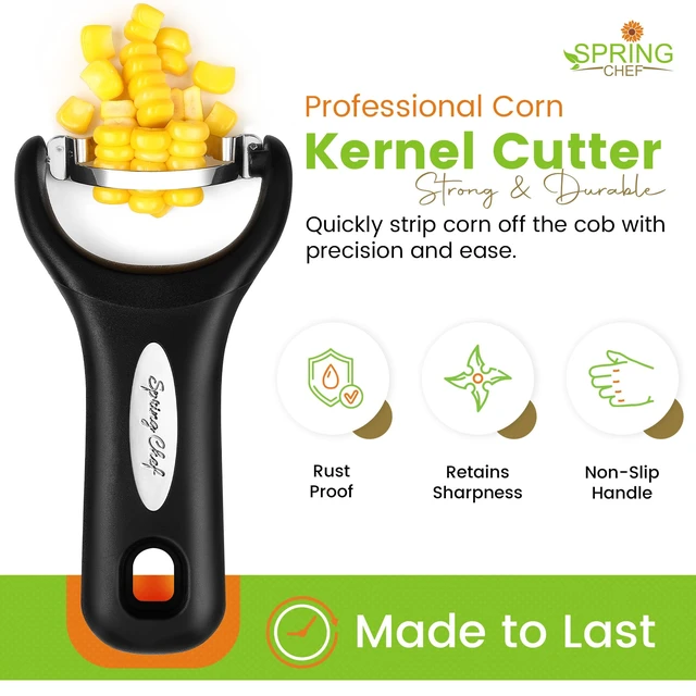 Alt view image 3 of 7 - Stainless Steel Corn Peeler, Corn on the Cob Stripper Tool | Durable Corn Kernel Remover Tool with Ergonomic Handle Easy to Use Kernel Cutter - Dishwasher Safe Corn Cutter, Black