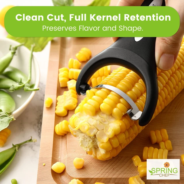 Alt view image 4 of 7 - Stainless Steel Corn Peeler, Corn on the Cob Stripper Tool | Durable Corn Kernel Remover Tool with Ergonomic Handle Easy to Use Kernel Cutter - Dishwasher Safe Corn Cutter, Black
