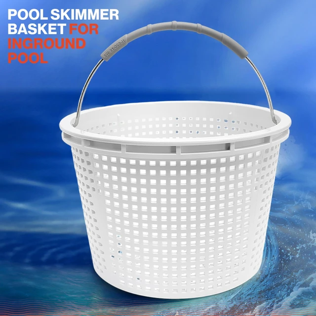 Alt view image 2 of 7 - 8" Pool Skimmer Basket for Inground Pools - Compatible with Pentair U-3 Skimmer Basket 08650-0007 & Hayward SP1070, SPX1070E Pool Basket with Built-in Brass Weight, Handle & Rubber Grip