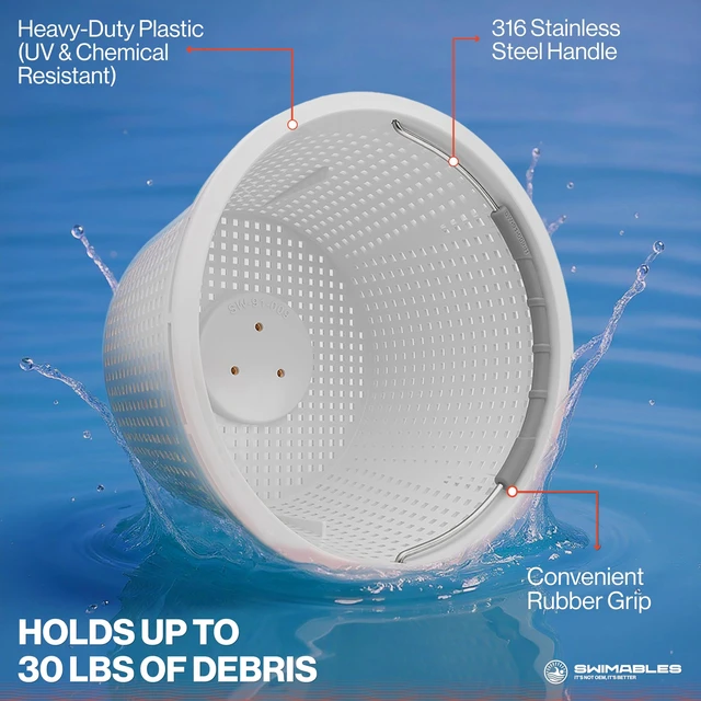 Alt view image 3 of 7 - 8" Pool Skimmer Basket for Inground Pools - Compatible with Pentair U-3 Skimmer Basket 08650-0007 & Hayward SP1070, SPX1070E Pool Basket with Built-in Brass Weight, Handle & Rubber Grip