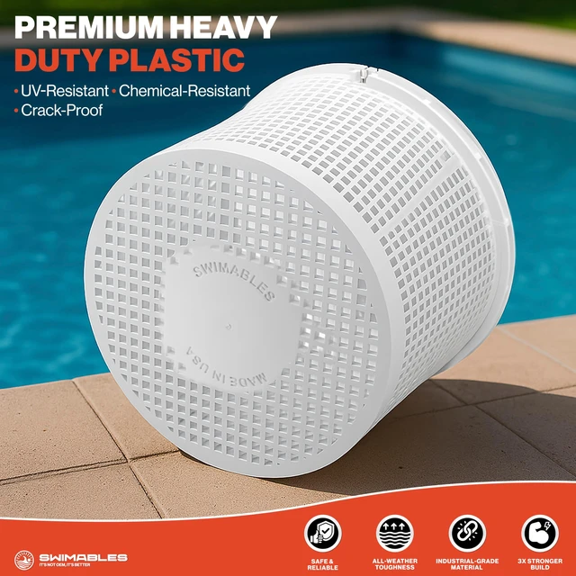Alt view image 4 of 7 - 8" Pool Skimmer Basket for Inground Pools - Compatible with Pentair U-3 Skimmer Basket 08650-0007 & Hayward SP1070, SPX1070E Pool Basket with Built-in Brass Weight, Handle & Rubber Grip