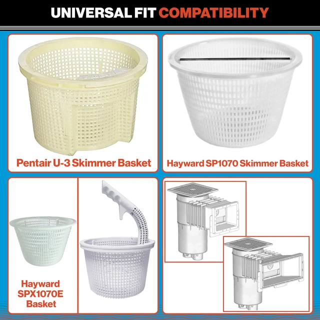 Alt view image 5 of 7 - 8" Pool Skimmer Basket for Inground Pools - Compatible with Pentair U-3 Skimmer Basket 08650-0007 & Hayward SP1070, SPX1070E Pool Basket with Built-in Brass Weight, Handle & Rubber Grip