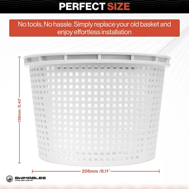 Alt view image 6 of 7 - 8" Pool Skimmer Basket for Inground Pools - Compatible with Pentair U-3 Skimmer Basket 08650-0007 & Hayward SP1070, SPX1070E Pool Basket with Built-in Brass Weight, Handle & Rubber Grip