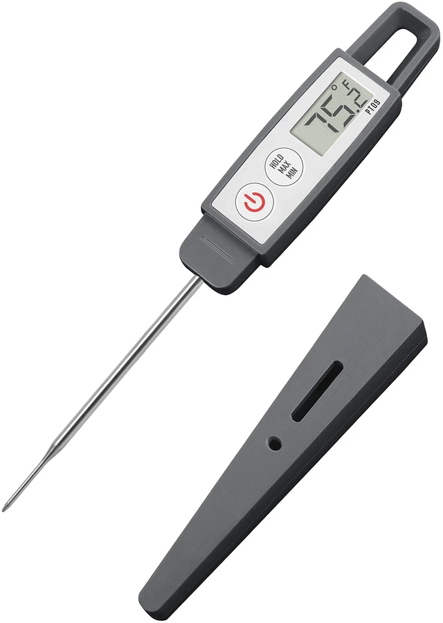 Main image of PT09C Super-Quick Commercial Grade Digital Thermometer for Cooking, Meat, Candy, Candle, Liquid, Oil, 3" Compact Probe, Splash Proof, °C/°F Toggle, Hold Function - Sesame