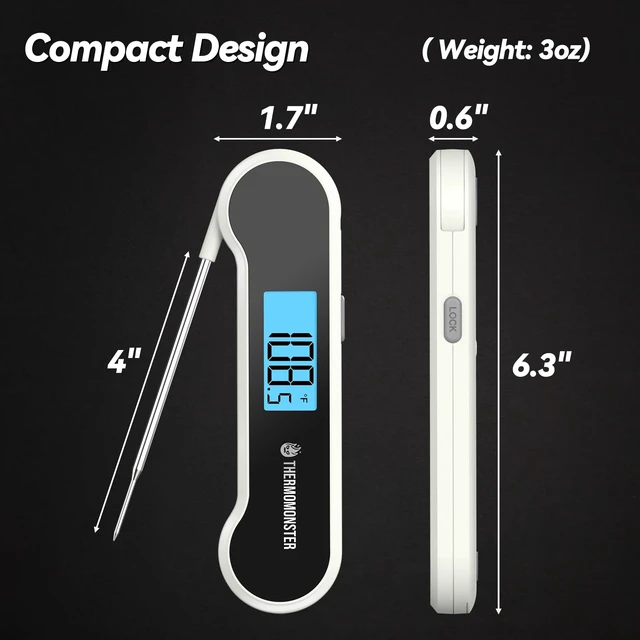 Alt view image 3 of 7 - 0.5 Sec Instant Read Meat Thermometer Digital for Cooking, White | NIST ±0.5 Precision Food Thermometer, Kitchen Gadgets for Oven Grill Candy BBQ Accessories, Gifts for Him Dad Men Birthday