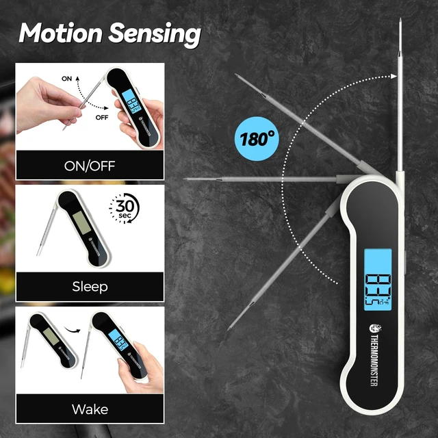 Alt view image 6 of 7 - 0.5 Sec Instant Read Meat Thermometer Digital for Cooking, White | NIST ±0.5 Precision Food Thermometer, Kitchen Gadgets for Oven Grill Candy BBQ Accessories, Gifts for Him Dad Men Birthday