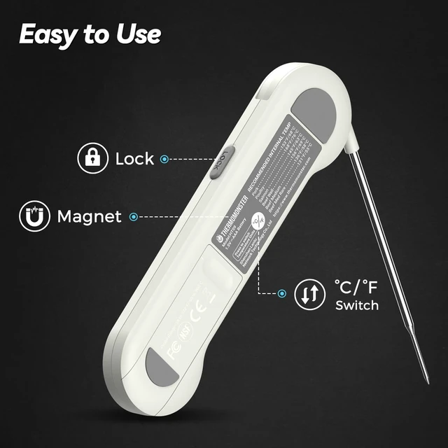 Alt view image 7 of 7 - 0.5 Sec Instant Read Meat Thermometer Digital for Cooking, White | NIST ±0.5 Precision Food Thermometer, Kitchen Gadgets for Oven Grill Candy BBQ Accessories, Gifts for Him Dad Men Birthday