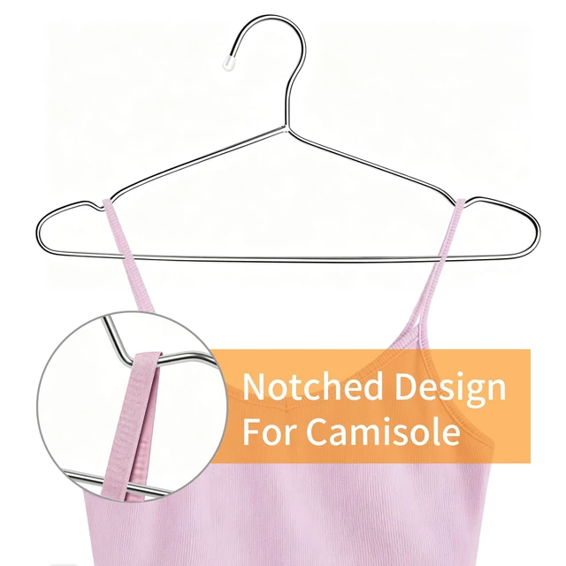 Alt view image 7 of 7 - 40 Pack Stainless Steel Wire Clothes Hangers, 16.5 in, Silver | Stainless steel construction, Heavy Duty 3.2mm Metal Coat Hangers, Rust-resistant surface, Shoulder grooves, Rubber end caps