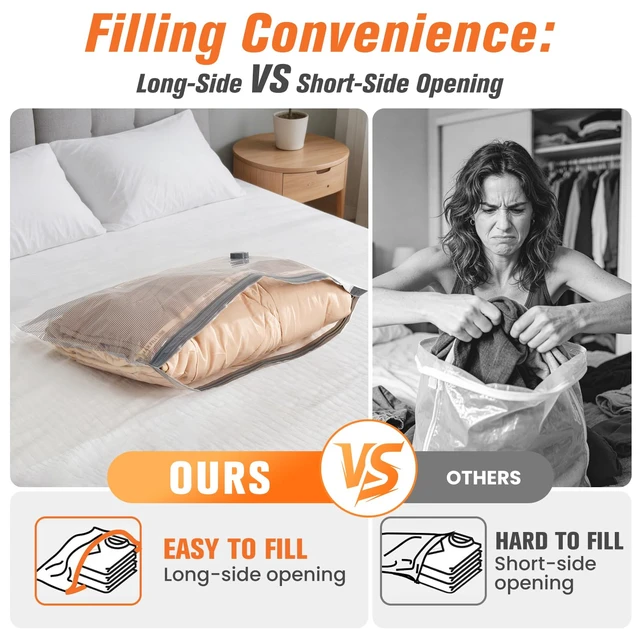 Alt view image 7 of 7 - 9 Combo Size Vacuum Storage Bags for Travel with Cordless Pump, Space Saver Bags for Clothes, Compression Packing Bags for Luggage