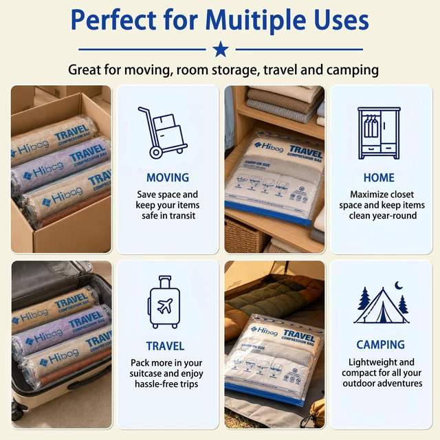 Alt view image 5 of 6 - Compression Bags for Travel Essentials, Roll Up Bags No Vacuum Needed | for Cruise Flight, Extra Thick, Luggage Size Carry-on Suitcase Backpack, Waterproof