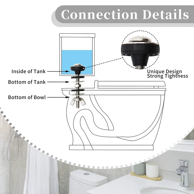 Alt view image 2 of 7 - Universal Toilet Tank to Bowl Bolts Kit, Heavy Duty Toilet Bolts, Waterproof Stainless and Rubber Washers Gaskets with Extra Long Nut Screw for Fastening (Silver) (2, Short)
