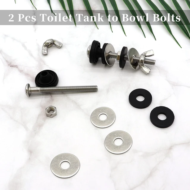 Alt view image 7 of 7 - Universal Toilet Tank to Bowl Bolts Kit, Heavy Duty Toilet Bolts, Waterproof Stainless and Rubber Washers Gaskets with Extra Long Nut Screw for Fastening (Silver) (2, Short)
