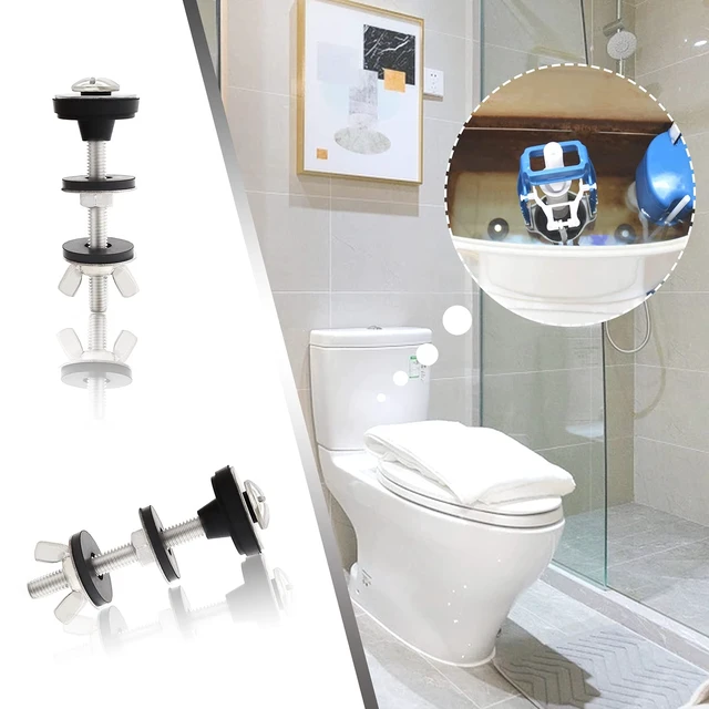 Alt view image 5 of 7 - Universal Toilet Tank to Bowl Bolts Kit, Heavy Duty Toilet Bolts, Waterproof Stainless and Rubber Washers Gaskets with Extra Long Nut Screw for Fastening (Silver) (2, Short)