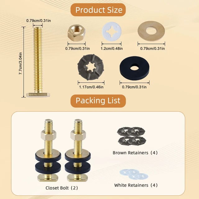 Alt view image 4 of 7 - Extra Thick Toilet Wax Ring Replacement Kit, Wax Ring for Toilet | Universal Toilet Seal Ring with Brass Toilet Floor Bolts and Retainer Washers, PE Flange Fits 3 Inch and 4 Inch Drain Pipes