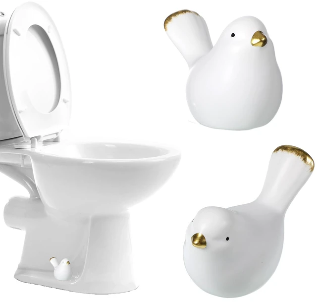 Main image of 2Packs Birds Toilet Bolt Covers Decorative Ceramic Toilet Bolt Caps Cute Toilets Screw Cover Caps for Bottom of Toilets Easy Installation Bathroom Replacement Parts for Bathroom Decor (White)