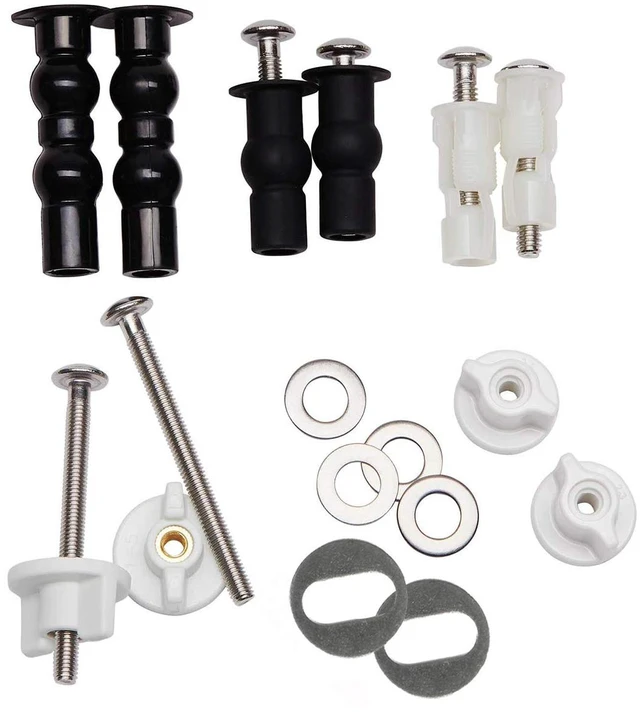 Main image of Universal Toilet Seat Screws & Bolts, Toilet Screws Replacement Kit | Universal Metal Toilet Seat Hinges Bolt Screws, Fixings Expanding Rubber & Brass Nut, 5 Install Choices Toilet Repair Parts