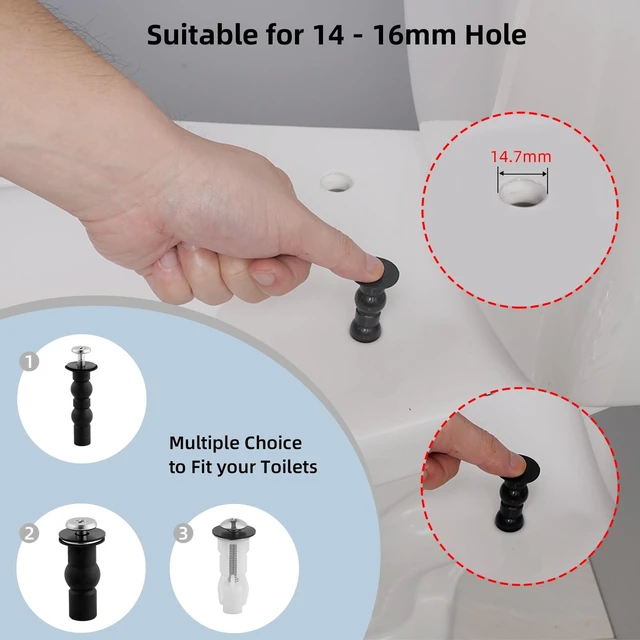 Alt view image 2 of 7 - Universal Toilet Seat Screws & Bolts, Toilet Screws Replacement Kit | Universal Metal Toilet Seat Hinges Bolt Screws, Fixings Expanding Rubber & Brass Nut, 5 Install Choices Toilet Repair Parts