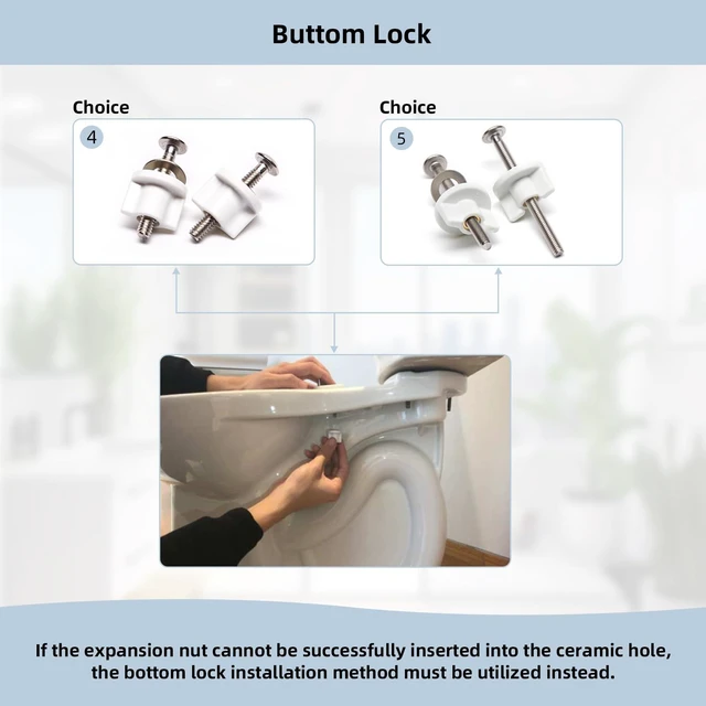 Alt view image 3 of 7 - Universal Toilet Seat Screws & Bolts, Toilet Screws Replacement Kit | Universal Metal Toilet Seat Hinges Bolt Screws, Fixings Expanding Rubber & Brass Nut, 5 Install Choices Toilet Repair Parts