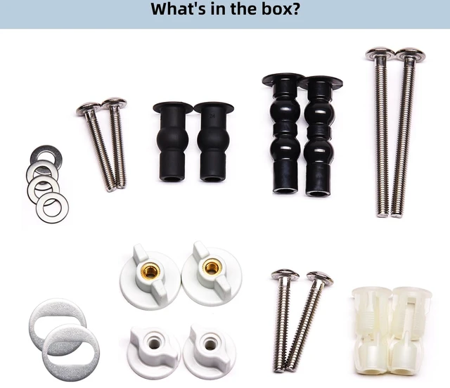 Alt view image 6 of 7 - Universal Toilet Seat Screws & Bolts, Toilet Screws Replacement Kit | Universal Metal Toilet Seat Hinges Bolt Screws, Fixings Expanding Rubber & Brass Nut, 5 Install Choices Toilet Repair Parts