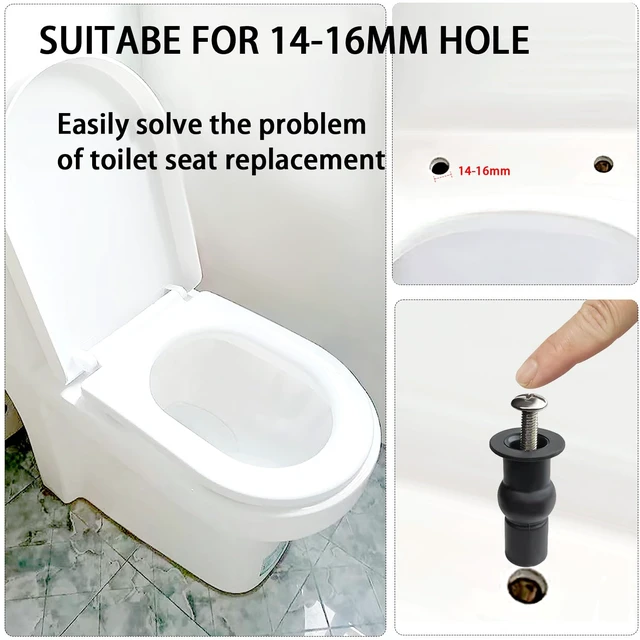 Alt view image 3 of 7 - 4 Pack Universal Toilet Seat Bolts and Hinge Screws, Top Mounting Fixings Kit with Expanding Rubber Top Nuts, Replacement Screws for 14-16mm Hole Toilet Seat Repair