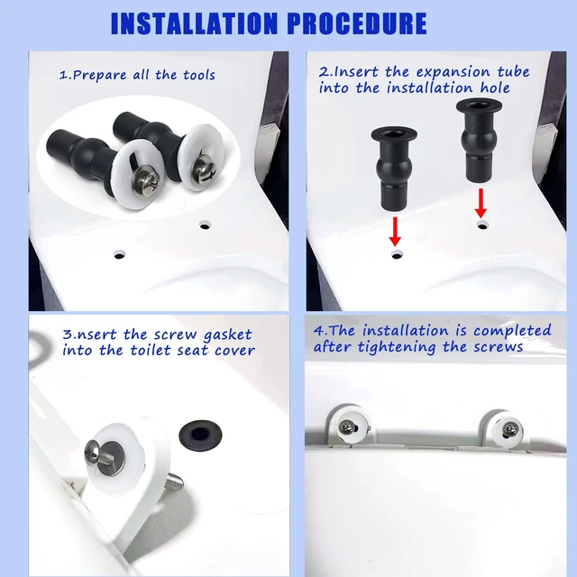 Alt view image 5 of 7 - 4 Pack Universal Toilet Seat Bolts and Hinge Screws, Top Mounting Fixings Kit with Expanding Rubber Top Nuts, Replacement Screws for 14-16mm Hole Toilet Seat Repair