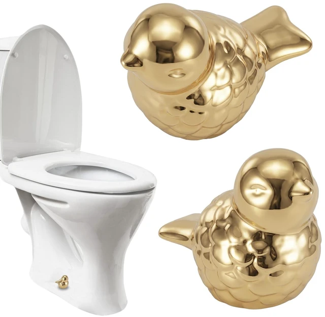 Main image of 2 Pack Toilet Bolt Covers Decorative, Cute Toilet Screw Covers | Ceramic Toilet Bolt Caps to Hide Rusty Bolts, Gold Toilet Screw Cover Caps Shape of a Bird, for Bathroom Decor, Easy Installa