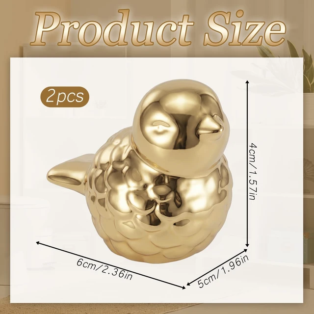Alt view image 2 of 7 - 2 Pack Toilet Bolt Covers Decorative, Cute Toilet Screw Covers | Ceramic Toilet Bolt Caps to Hide Rusty Bolts, Gold Toilet Screw Cover Caps Shape of a Bird, for Bathroom Decor, Easy Installa