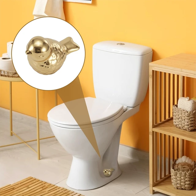 Alt view image 6 of 7 - 2 Pack Toilet Bolt Covers Decorative, Cute Toilet Screw Covers | Ceramic Toilet Bolt Caps to Hide Rusty Bolts, Gold Toilet Screw Cover Caps Shape of a Bird, for Bathroom Decor, Easy Installa