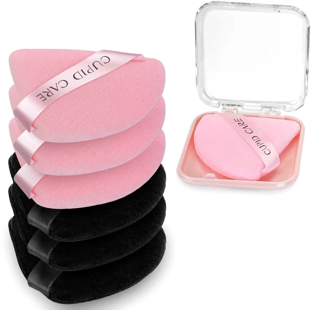 Main image of 6 Pcs Triangle Powder Puff with 2 Travel Cases, Setting Powder Puffs for Face, Velour Makeup Puff for Loose Powder Body Powder, Blender Sponge Foundation Blending Sponges Beauty Tools