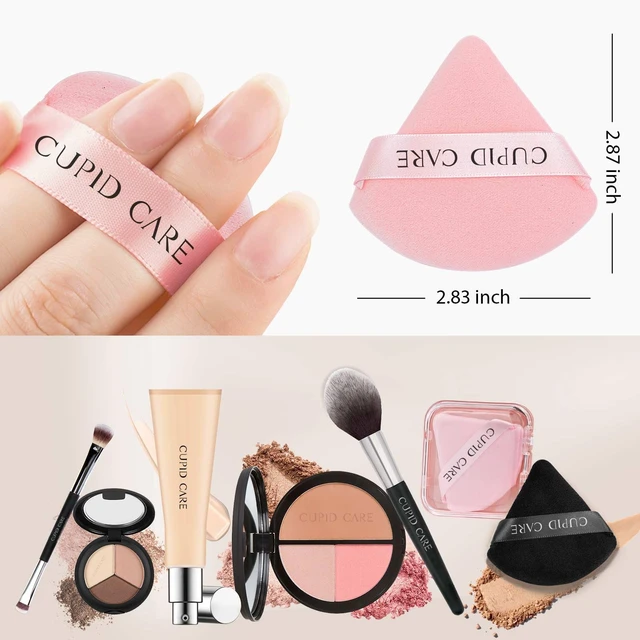 Alt view image 2 of 6 - 6 Pcs Triangle Powder Puff with 2 Travel Cases, Setting Powder Puffs for Face, Velour Makeup Puff for Loose Powder Body Powder, Blender Sponge Foundation Blending Sponges Beauty Tools
