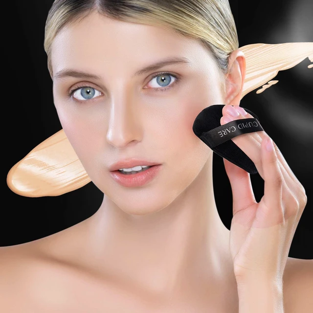 Alt view image 5 of 6 - 6 Pcs Triangle Powder Puff with 2 Travel Cases, Setting Powder Puffs for Face, Velour Makeup Puff for Loose Powder Body Powder, Blender Sponge Foundation Blending Sponges Beauty Tools