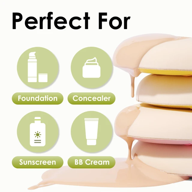Alt view image 3 of 6 - Makeup Blender Sponges, Latex-Free, 5Pcs Medium Green | For Liquid Foundation And Powder, Wet Or Dry Application, Seamless Buildable Coverage, Reusable Soft Texture, Easy To Clean