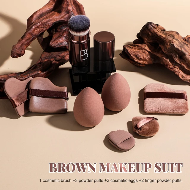 Alt view image 4 of 5 - Telescopic Kabuki Brush & 7 Sponge Set | Foundation Brush, Multi-Functional, Lightweight, Professional, Portable