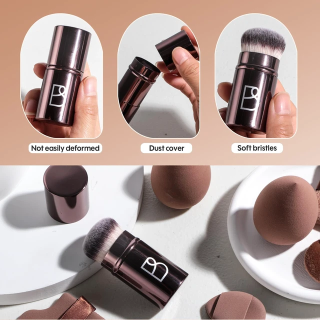 Alt view image 2 of 5 - Telescopic Kabuki Brush & 7 Sponge Set | Foundation Brush, Multi-Functional, Lightweight, Professional, Portable