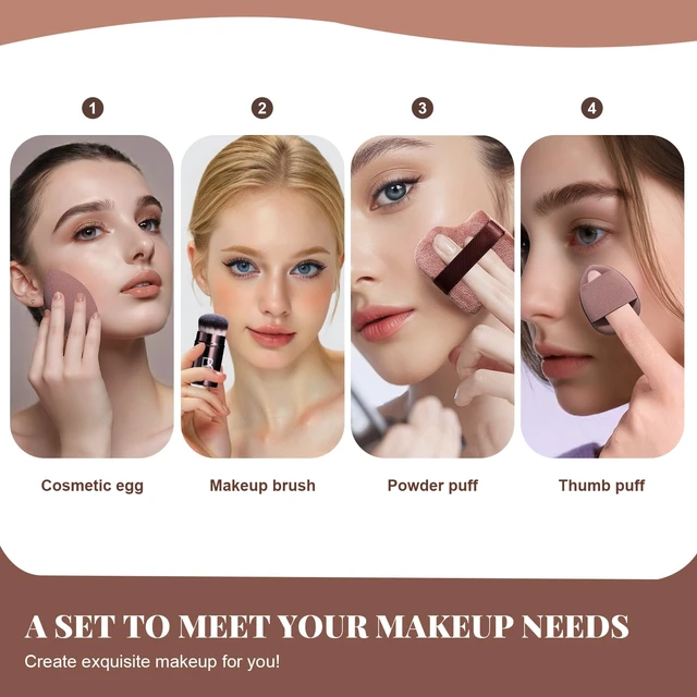 Alt view image 5 of 5 - Telescopic Kabuki Brush & 7 Sponge Set | Foundation Brush, Multi-Functional, Lightweight, Professional, Portable