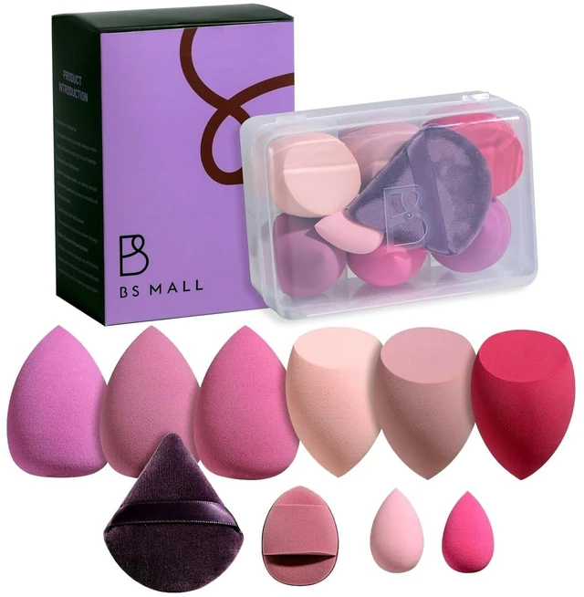 Main image of Makeup Sponges 10 Pcs Premium For Foundation - Makeup Blending Sponge Set With Finger & Triangle Puffs For Multi-purpose Use, Travel Essential & Daily Makeup with Case