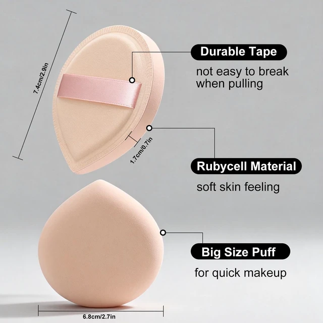 Alt view image 4 of 7 - Flat Foundation Brush and Powder Puff Set, Korean Makeup Brush Teardrop Sponge for Liquid Foundation,Premium Face Makeup Brush Sponge for Blending Cream Setting Powder