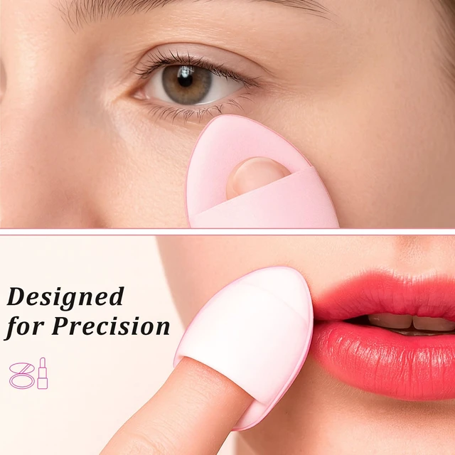 Alt view image 3 of 7 - 50PCS Mini Triangle Makeup Puffs Soft Finger Sponge Set for Foundation, Powder & Concealer, Reusable Cosmetic Puffs (Pink)